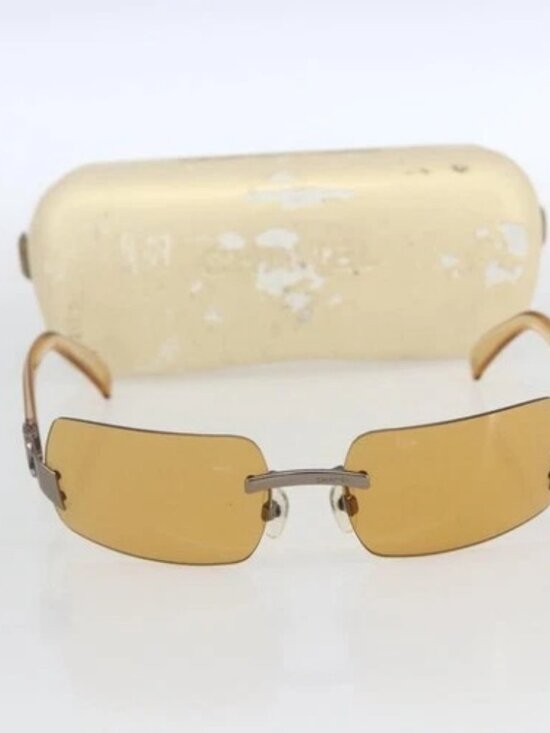 CHANEL Sunglasses plastic Brown CC Auth SW1998